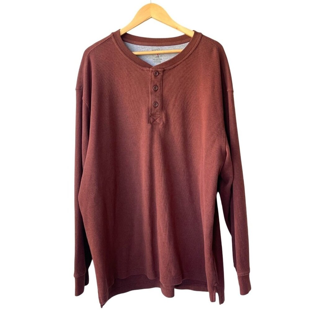 VTG RedHead Men's Thermal Shirt Long-Sleeve 2XL Brown Heavyweight Henley Cotton‎